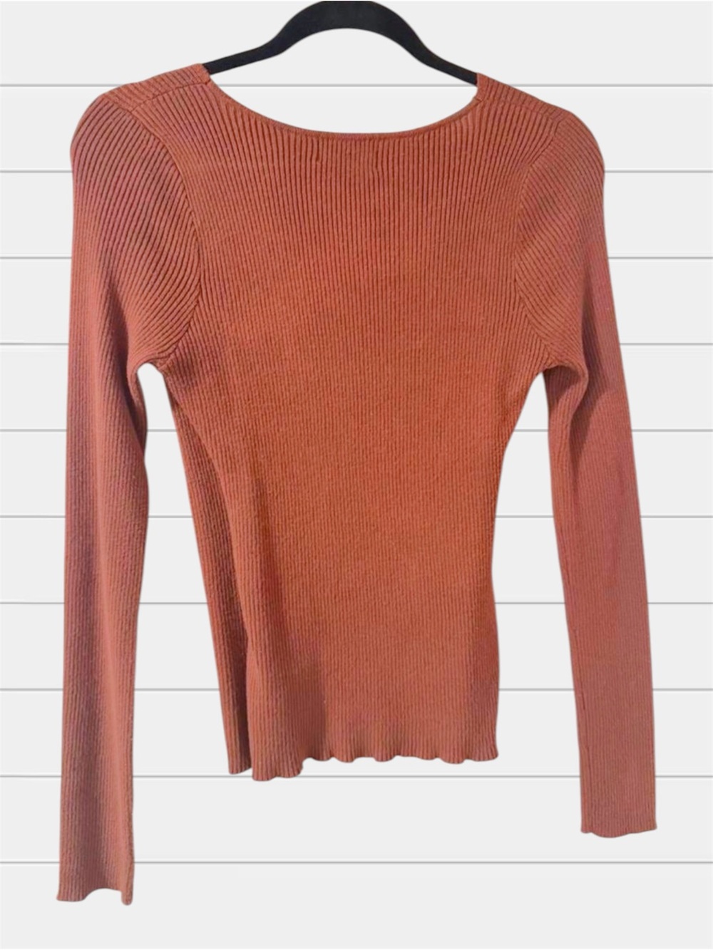 Rust Brown Wrap Ribbed Long-Sleeve Top - Picture 2 of 4